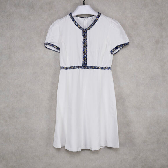 Sandro Women Reyan Tweed Trim Dress White Size 36/S or 4US - Picture 3 of 8